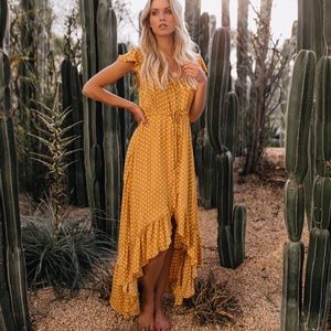 Vici polka dot high low dress